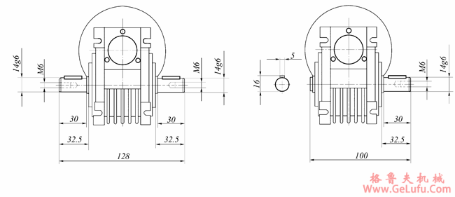 WWJ系列蜗杆减速器(WWJ030型尺寸图)