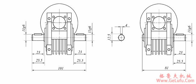 WWJ系列蜗杆减速器(WWJ025型尺寸图)