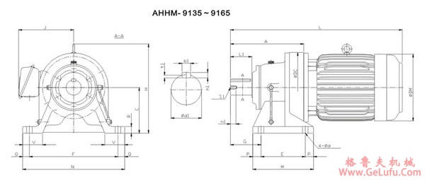 ADC系列摆线减速机尺寸图表AHHM-9135～9165