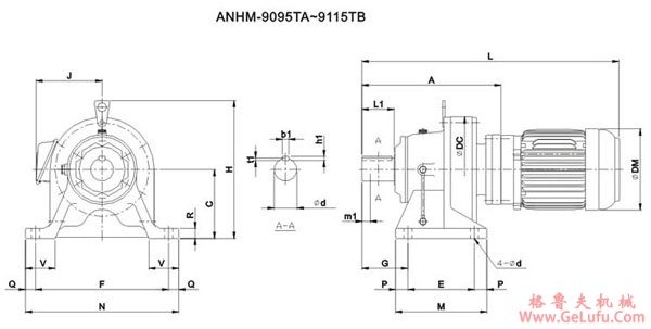 ADC系列摆线减速机尺寸图表ANHM-9095～9115TB