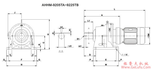 ADC系列摆线减速机尺寸图表AHHM-9205TA～9225TB
