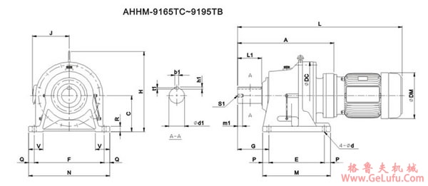 ADC系列摆线减速机尺寸图表AHHM-9165TC～9195TB
