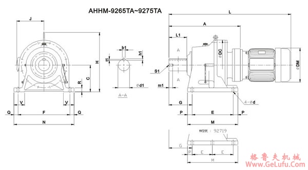 ADC系列摆线减速机尺寸图表AHHM-9265TA～9275TA  (图2)