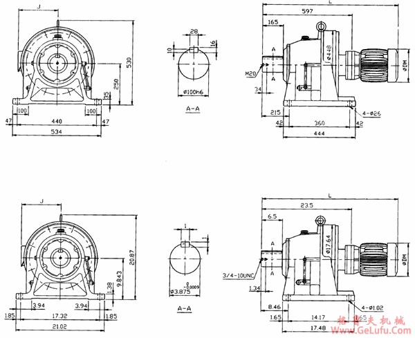 传仕600系列摆线针轮减速机双段卧式外形尺寸(THHM618/10、THHM618/13、THHM619/11、THHM619/13、THHM620/11、THHM620/13) (图6)