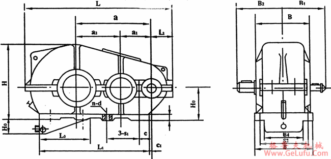 JZQ型圆柱齿轮减速机外形及安装尺寸