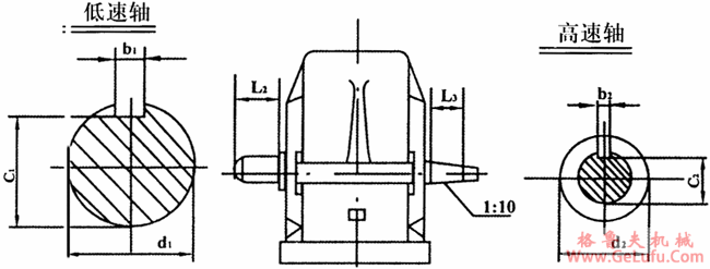 JZQ型系列齿轮减速机轴端尺寸