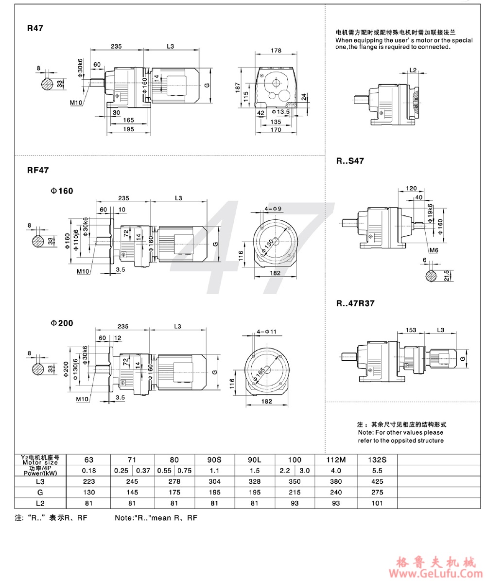 R27、RF27、RS27、RFS27硬齿面斜齿轮减速机(图16)