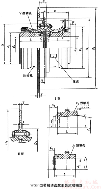 WGP9带制动盘鼓形齿式联轴器(图1)