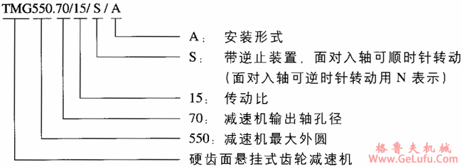 TMG悬挂式齿轮减速机型号表示方法(图2)