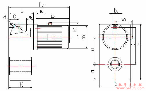 QS、QSE、LG型“三合一”减速机外形联接尺寸JB/T9003-2004(图2)