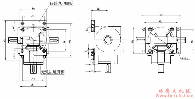 SP系列圆锥齿轮换向机地脚尺寸(图2) SP系列圆锥齿轮换向机地脚尺寸(图2)