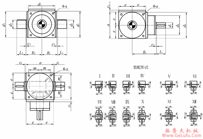 SPV型换向机的外形和连接尺寸（输出轴加强型）(图2)