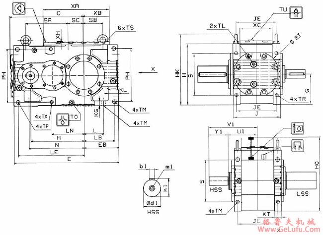 MC系列硬齿面中型齿轮减速机外形及安装尺寸(2级斜齿轮减速机水平安装)(图2) MC系列硬齿面中型齿轮减速机外形及安装尺寸(2级斜齿轮减速机水平安装)(图2)