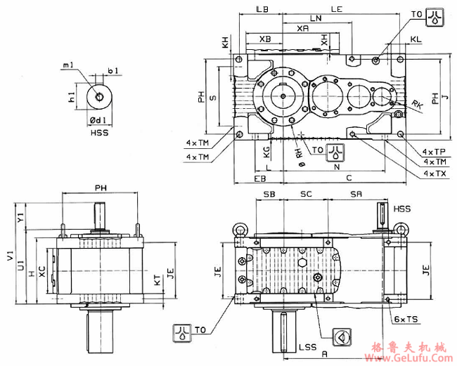 MC系列硬齿面中型齿轮减速机安装尺寸(3级斜齿轮减速机垂直安装)(图2)