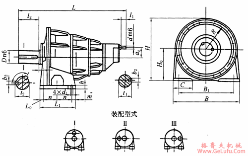 NCZD315、NCZD355、NCZD400、NCZD450、NCZD500、NCZD560型行星齿轮减速机外形及安装尺寸（规格代号1-6）JB/T6502-93(图2)