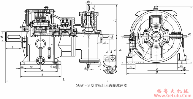 NGW-S型非标直交行星齿轮减速机外形尺寸(图2)
