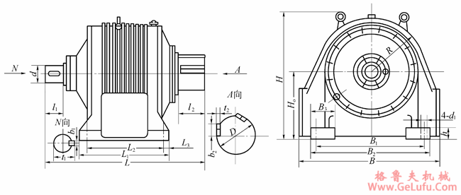 ZJ1250、ZJ1360、ZJ1550、ZJ1750、ZJ2120、型行星齿轮减速机外形及安装尺寸JB/T7681-95(图2) ZJ1250、ZJ1360、ZJ1550、ZJ1750、ZJ2120、型行星齿轮减速机外形及安装尺寸JB/T7681-95(图2)