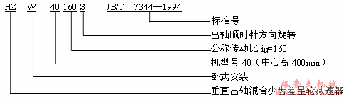 HZ系列垂直出轴混合少齿差行星齿轮减速机型号说明及标记示例JB/T7344-1994(图2)