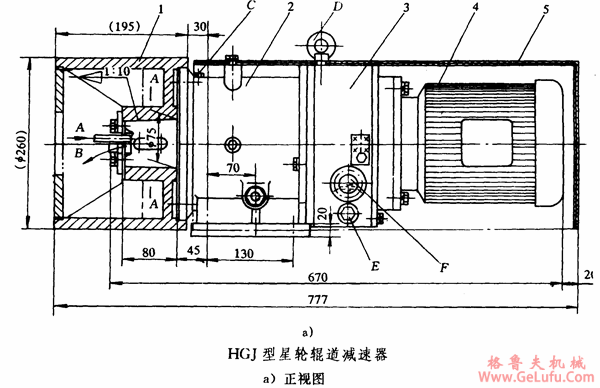 HGJ12、型星轮辊道减速机的安装尺寸（ZBJ19006-88）(图2)