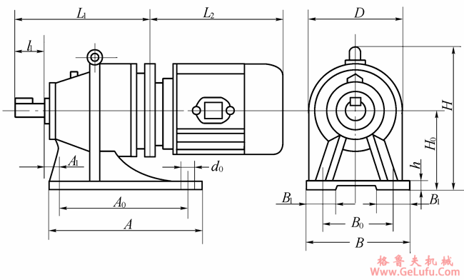 J2、J3、J4、J5、型少齿差行星减速机的安装尺寸(图2)