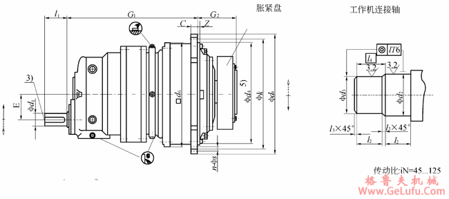 TP系列行星齿轮减速机安装尺寸（传动比45～125）(图2)