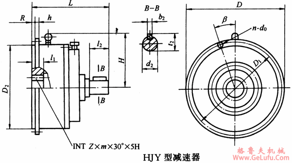 HJY-B型星轮减速机外形及安装尺寸JB/T8712-1998(图2)