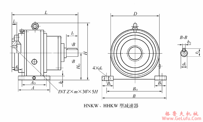HNKW、HHKW-D型星轮减速机外形及安装尺寸JB/T8712-1998(图2)