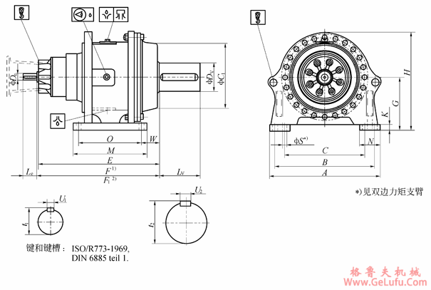 P40…F…010/VVN实心轴，地脚安装外形尺寸(图2)