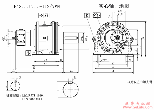 P4S…F…-112/VVN实心轴，地脚安装外形尺寸(图2)