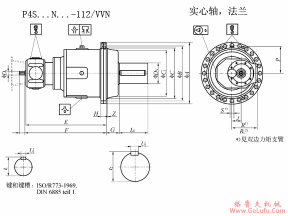 P4S…N…-112/VVN实心轴，法兰安装外形尺寸(图2)