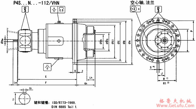 P4S…N…-112/VHN空心轴，法兰安装外形尺寸(图2)