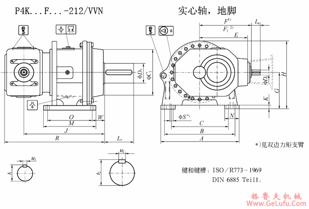 P4K…F…-212/VVN实心轴，地脚安装外形尺寸(图2)