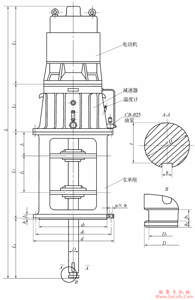 200、240、300m3发酵罐用立式行星齿轮减速机外形及安装尺寸(图2)