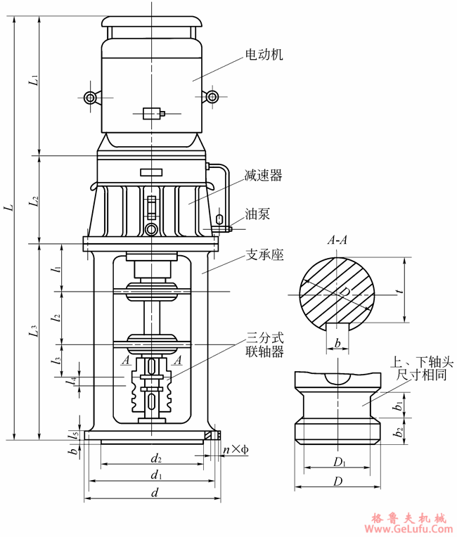 50、70、100m3发酵罐用立式行星齿轮减速机外形及安装尺寸(图2)