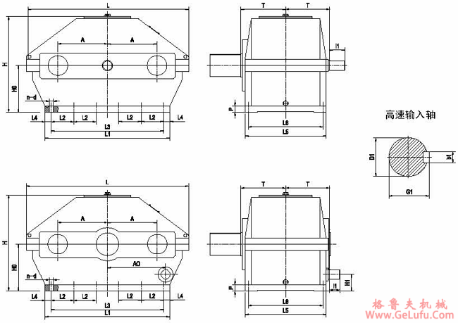 CHC型齿轮连环少齿差减速机安装和外型尺寸(图2) CHC型齿轮连环少齿差减速机安装和外型尺寸(图2)