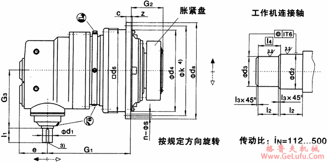 JP系列行星齿轮减速机安装尺寸（型号：JP2KAZ 规格：9..20）(图2)