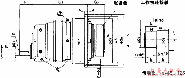 JP系列行星齿轮减速机安装尺寸（型号：JP2SAZ  规格：9…36）(图2)