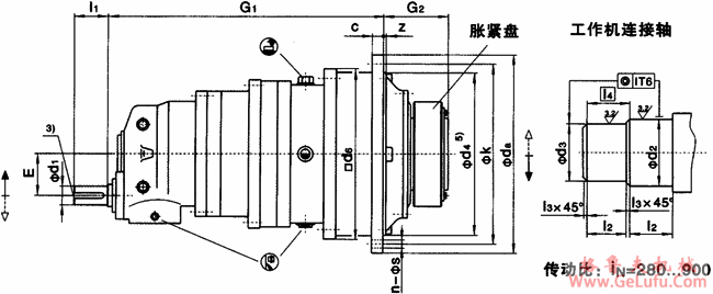 JP系列行星齿轮减速机安装尺寸（型号：JP3SAZ 规格：9…36）(图2)