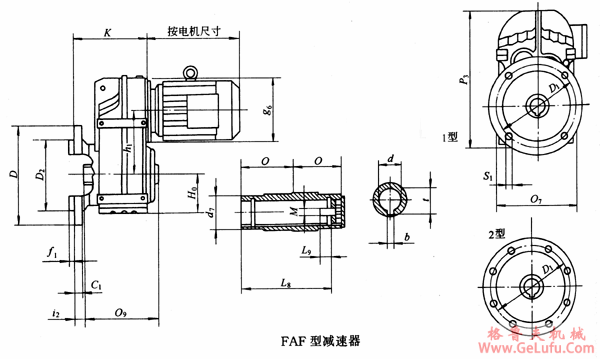 FAF37、FAF47、FAF67、FAF77、FAF87、FAF97、FAF107、FAF127系列平行轴斜齿轮减速机外形及安装尺寸(图2)