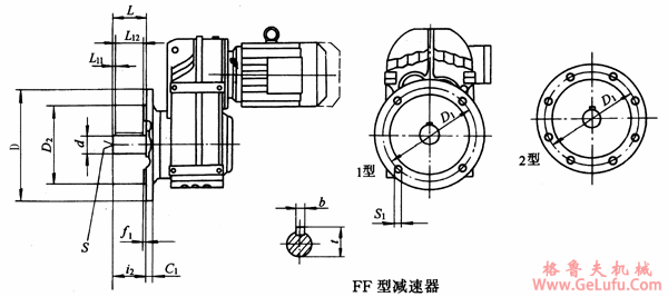FF37、FF47、FF67、FF77、FF87、FF97、FF107、FF127系列平行轴斜齿轮减速机外形及安装尺寸(图2)