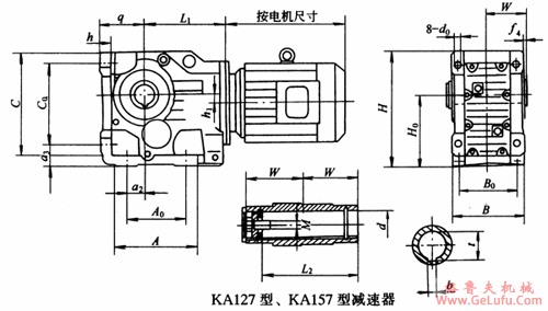KA127、KA157、系列螺旋锥齿轮减速机外形及安装尺寸Q/ZTB 06-2001(图2)