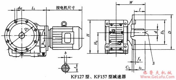 KF127、KF157系列螺旋锥齿轮减速机外形及安装尺寸Q/ZTB 06-2001(图2)