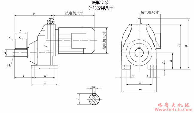 JTRX系列斜齿轮减速电机底脚安装外形尺寸(图2)