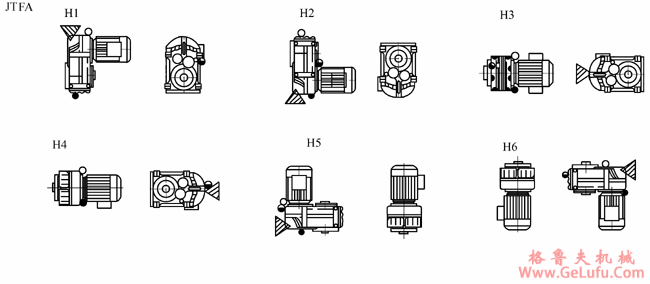 JTF JTFF JTFA JTFAF系列平行轴斜齿轮减速电机安装形式(图4)