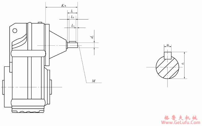 无电机输入轴JTFA37-JTFA127轴装式平行轴斜齿轮减速电机外形及安装尺寸(图2)