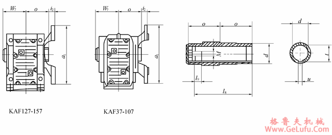 JTKAF37-JTKAF157空心轴法兰安装式斜齿轮-锥齿轮减速电机外形安装尺寸(图2)
