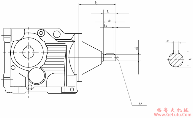 JTK37-JTK157底脚安装无电机输入轴式斜齿轮-锥齿轮减速电机外形安装尺寸(图2)