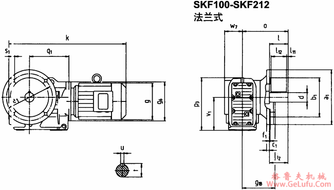 SKF100-SKF212法兰式斜齿轮―蜗旋伞齿轮减速电机外形及安装尺寸(图2) SKF100-SKF212法兰式斜齿轮―蜗旋伞齿轮减速电机外形及安装尺寸(图2)