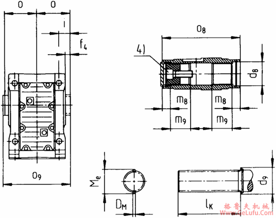 SKDV112-SKDV315底脚式花键空心轴输出斜齿轮―蜗旋伞齿轮减速电机外形及安装尺寸(图2)