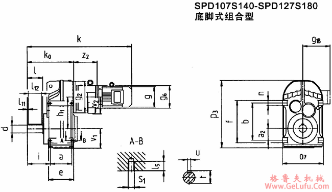 SPD107S140-SPD127S180底脚式组合型安装外形尺寸(图2)